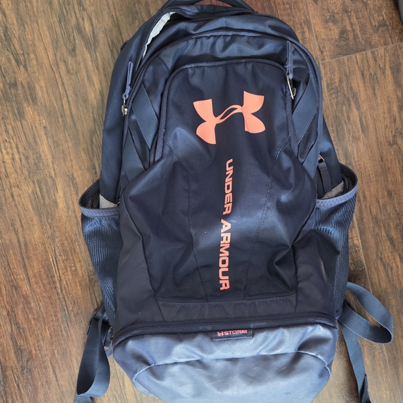 Under Armour Blue Backpack with Orange Logo - Picture 2 of 12